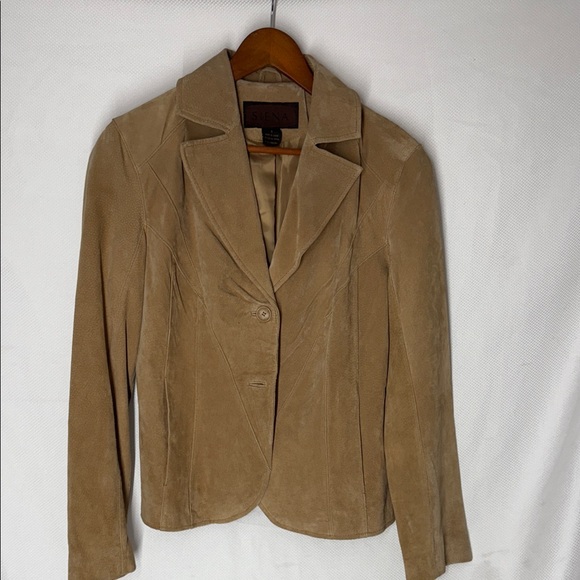 Tan Suede G-III Apparel Leather Jacket - Size 8 - Picture 1 of 5